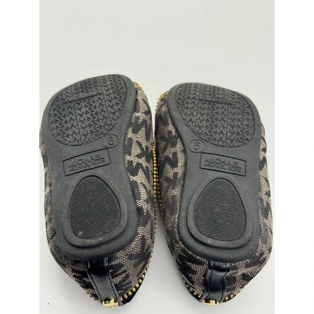 Michael Kors Girls Baby Emalyn BLACK & Gold Ballet Flats Sz 6 Without Box